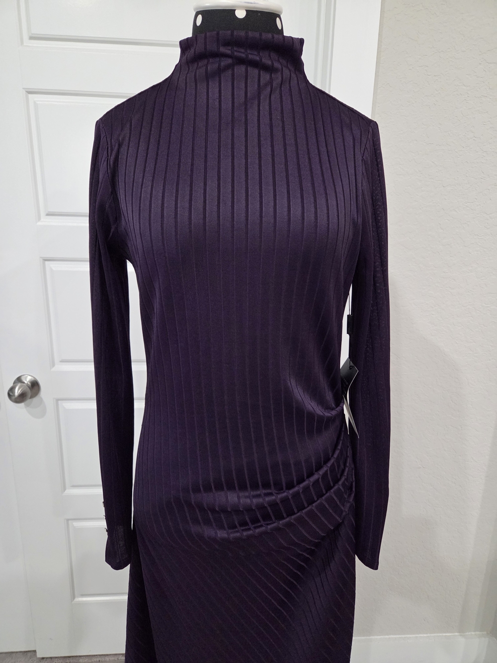 WHBM Long Sleeve Ribbed Maxi Dress in DEEP AMYTHYST Sizec Medium NWT - Picture 5 of 8